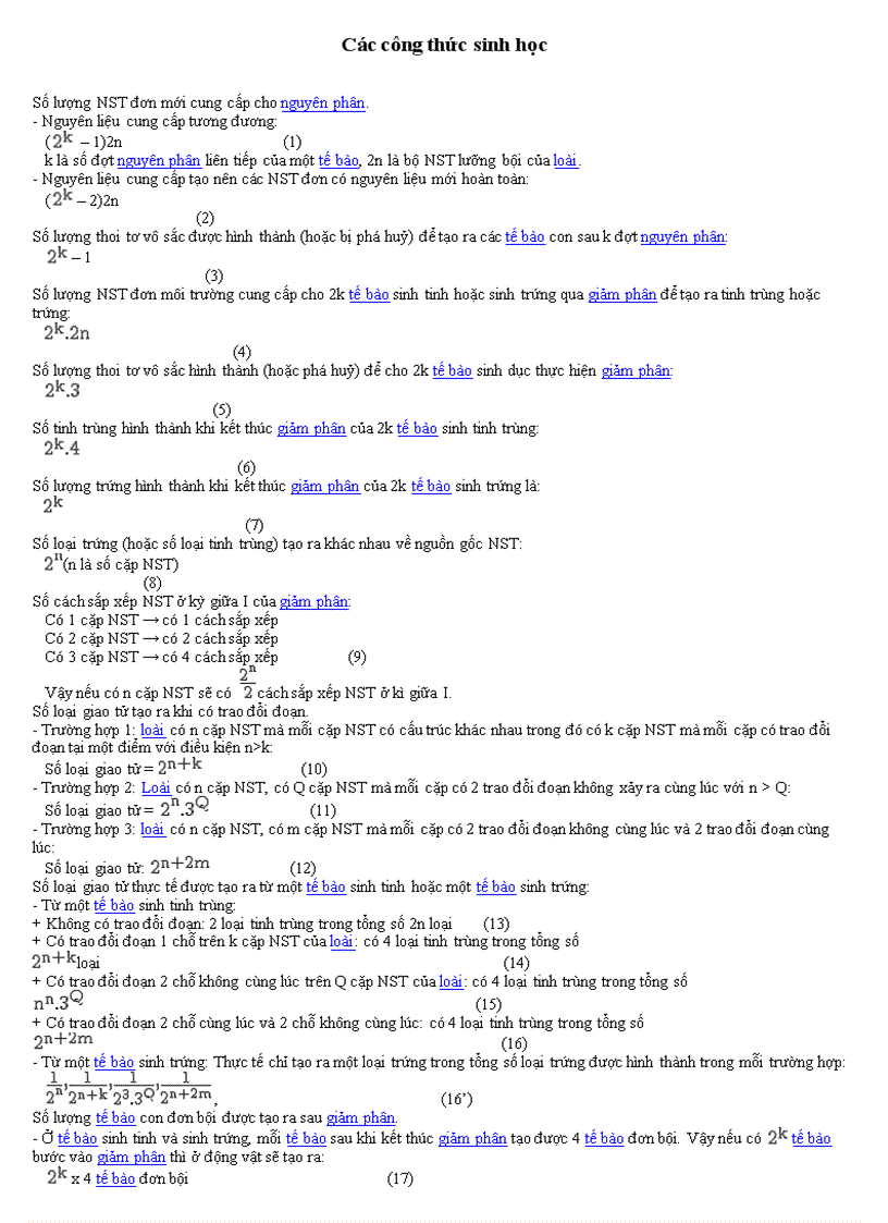 image for page Các công thức sinh học 12