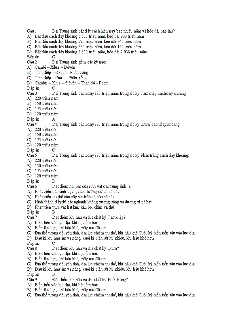 image for page Câu hỏi ôn thi môn sinh có đáp án