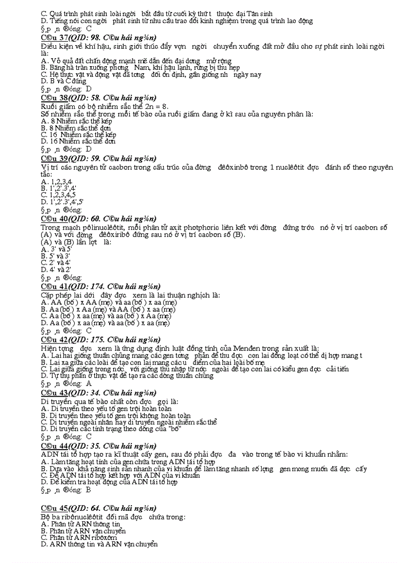 image for page Cau hoi tong hop sinh 12 nam 08 09