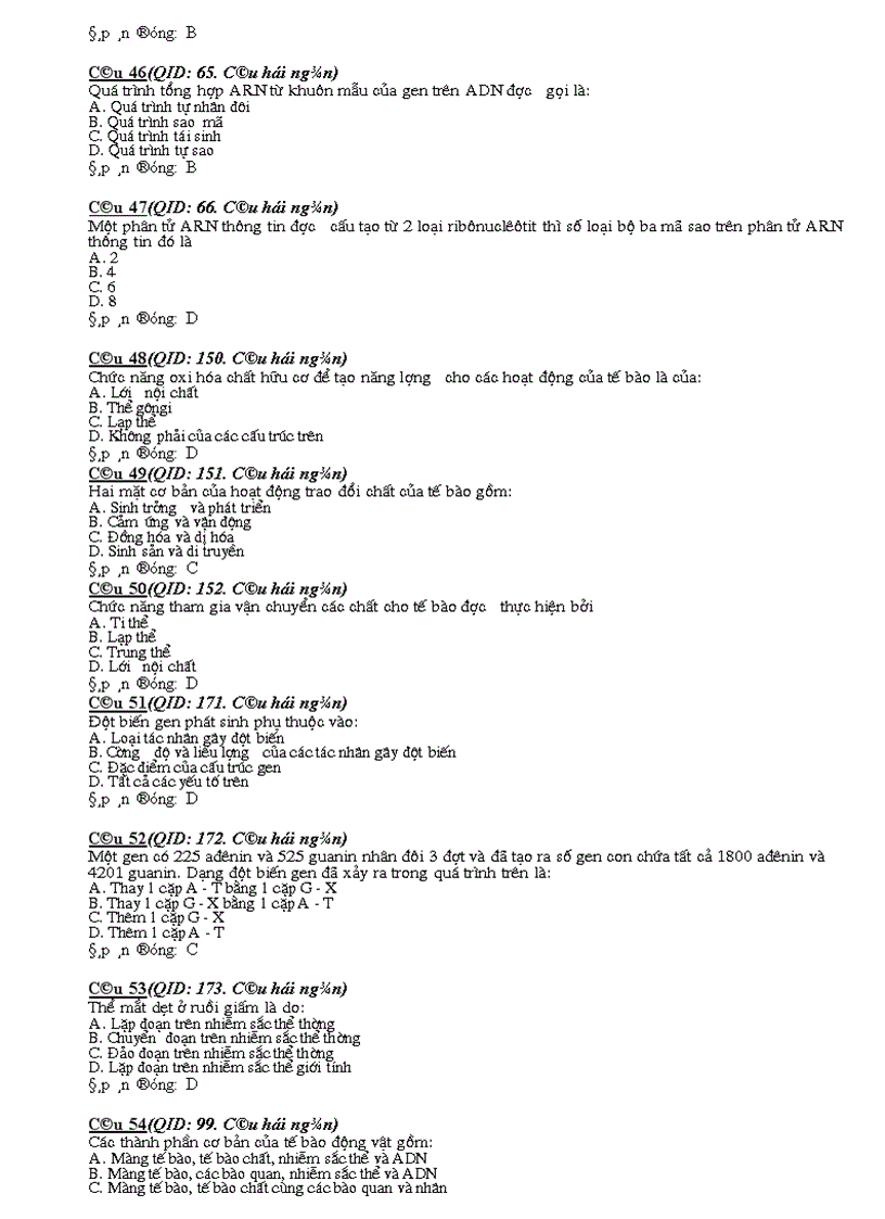 image for page Cau hoi tong hop sinh 12 nam 08 09