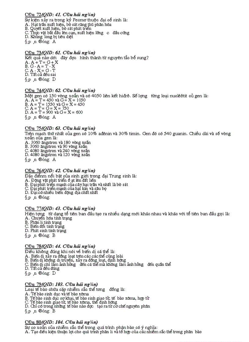 image for page Cau hoi tong hop sinh 12 nam 08 09