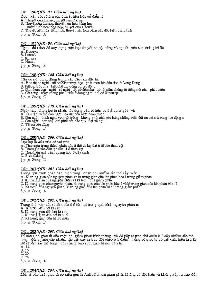 image for page Cau hoi tong hop sinh 12 nam 08 09