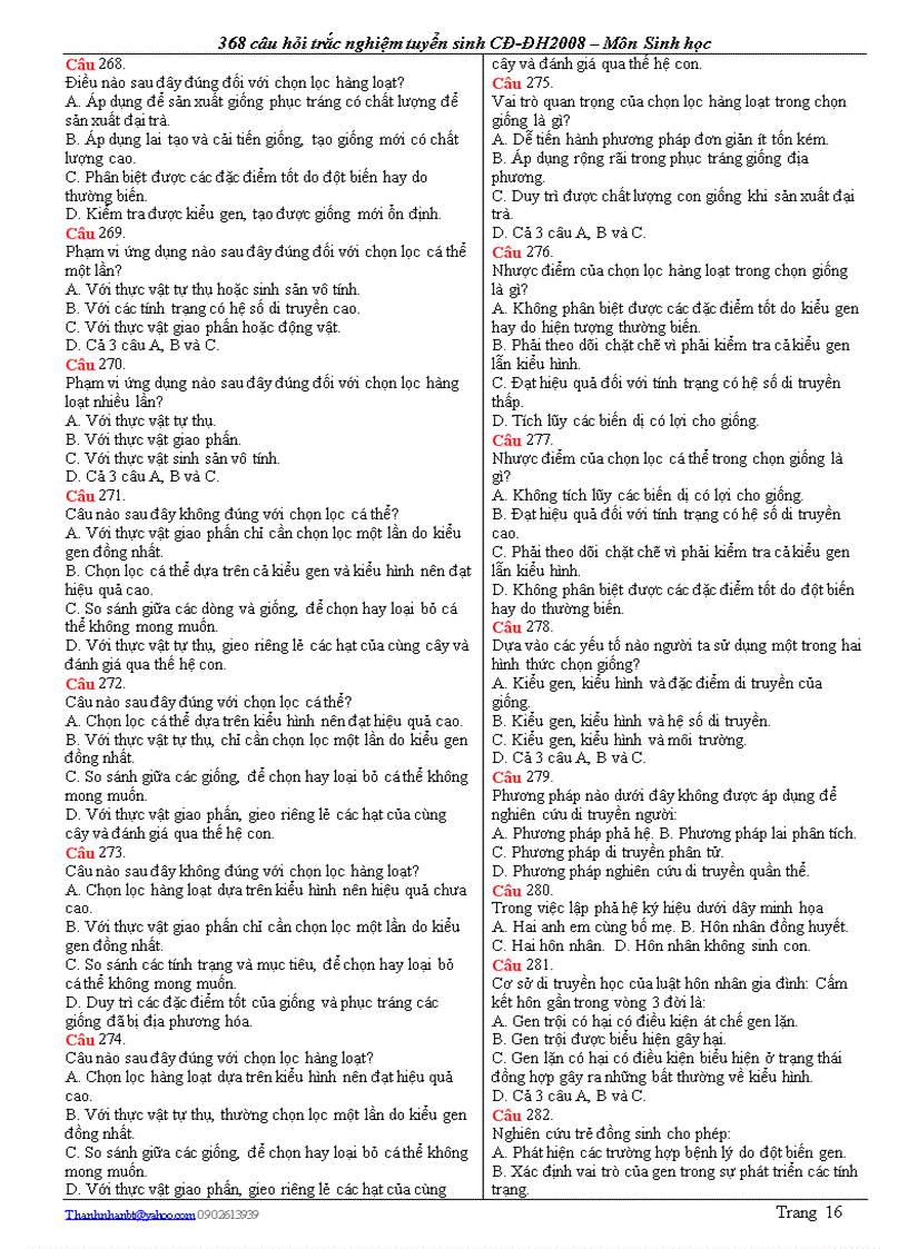 image for page Câu hỏi trắc nghiệm ôn 12 và thi đại học 0809