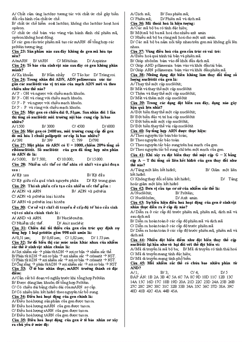 image for page Câu hỏi trắc nghiệm ôn tập 12 NC kì I lần 1