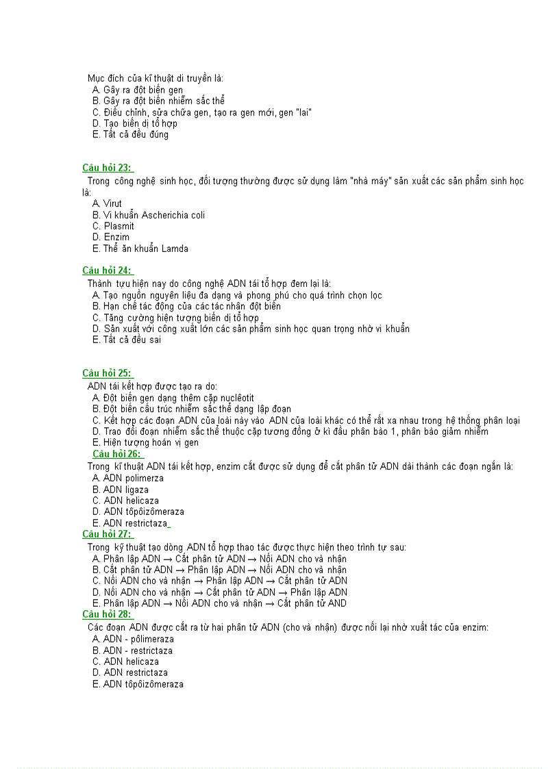 image for page Cau hoi trac nghiem on tot nghiep va tưyen sinh phan di truyen hoc nguoi