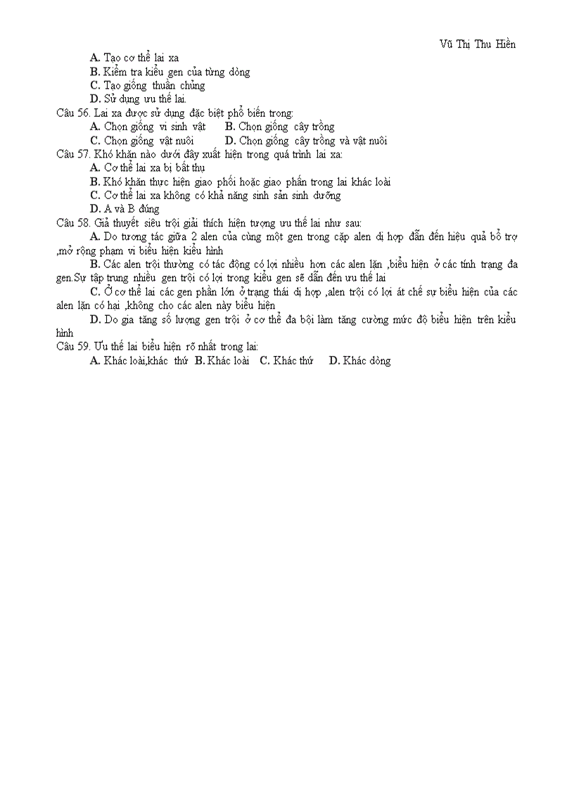 image for page Câu hỏi trắc nghiệm phần ứng dụng Dt vào chọn giống
