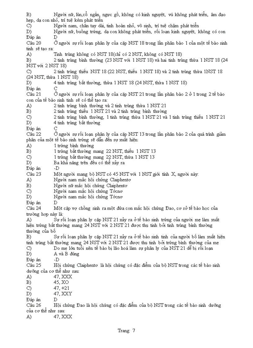 image for page Cau hoi trac nghiem sinh hoc 12 hot hot