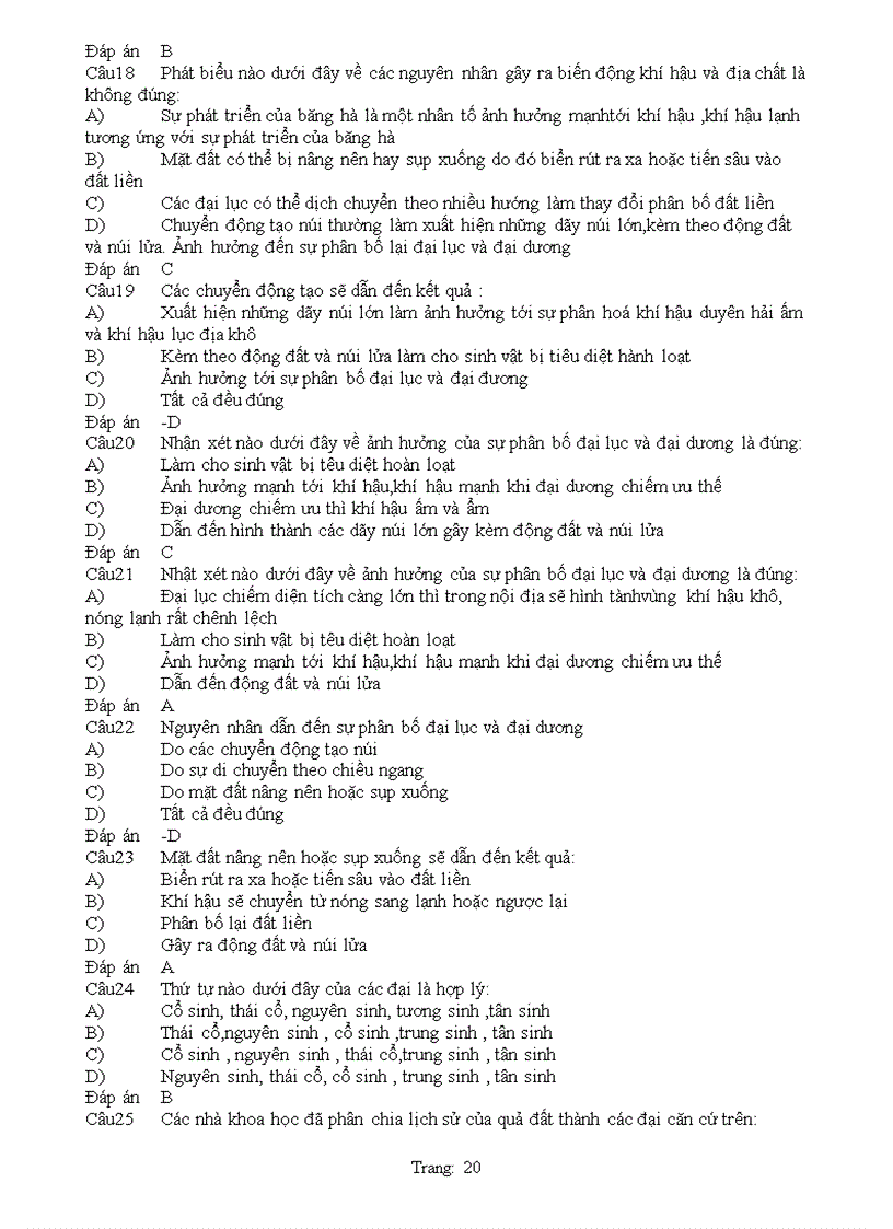 image for page Cau hoi trac nghiem sinh hoc 12 hot hot