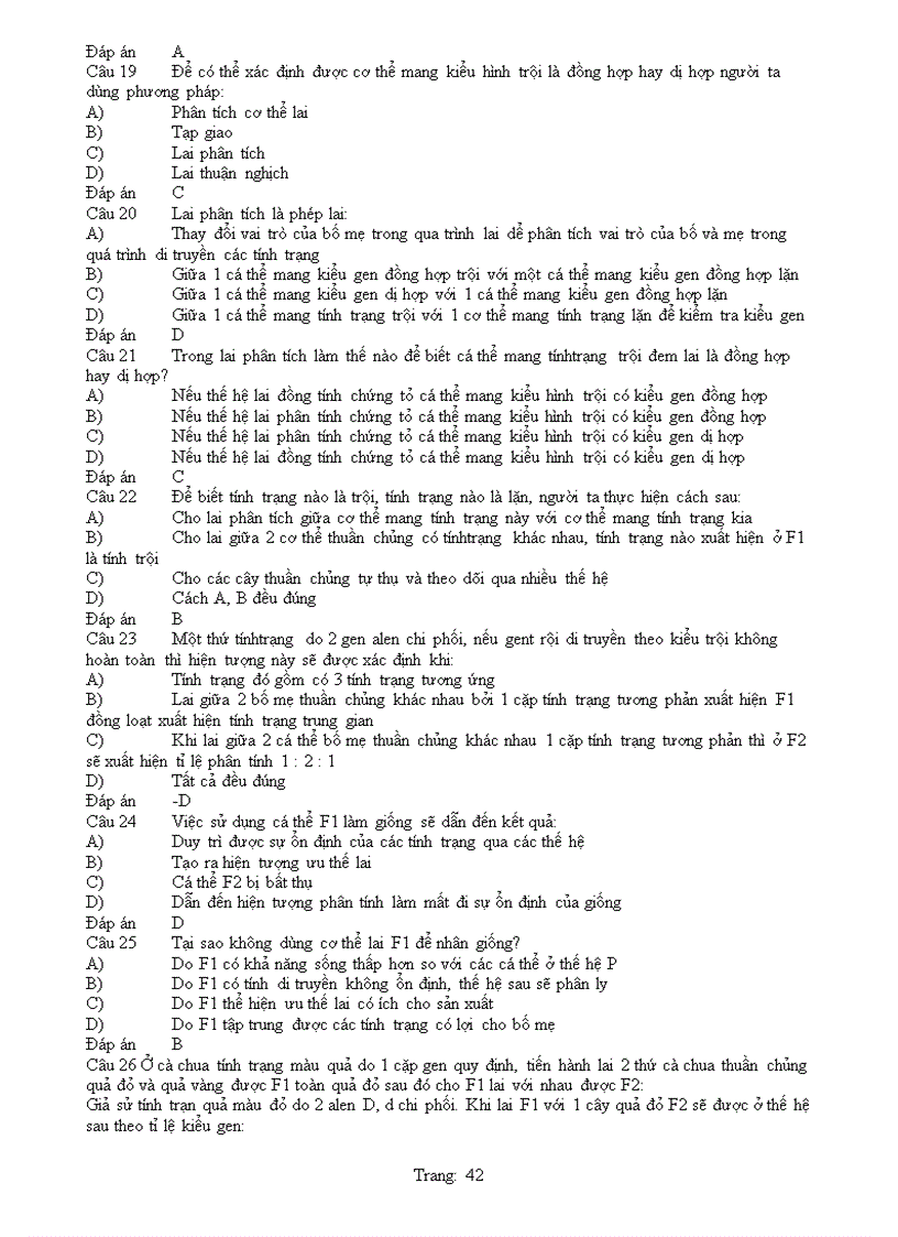 image for page Cau hoi trac nghiem sinh hoc 12 hot hot