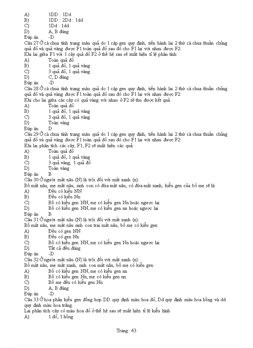 image for page Cau hoi trac nghiem sinh hoc 12 hot hot