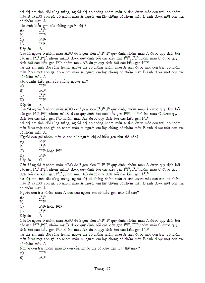 image for page Cau hoi trac nghiem sinh hoc 12 hot hot