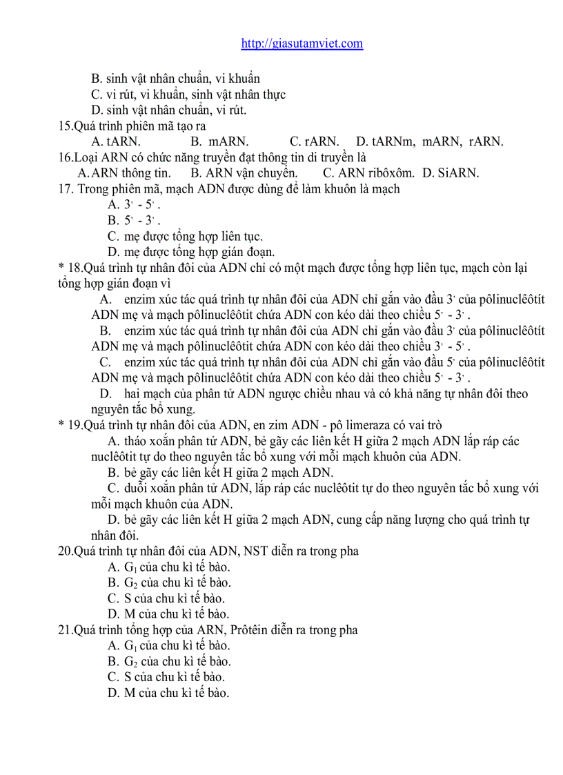 image for page Câu hỏi trắc nghiệm Sinh Học 12 phân ban 682 câu