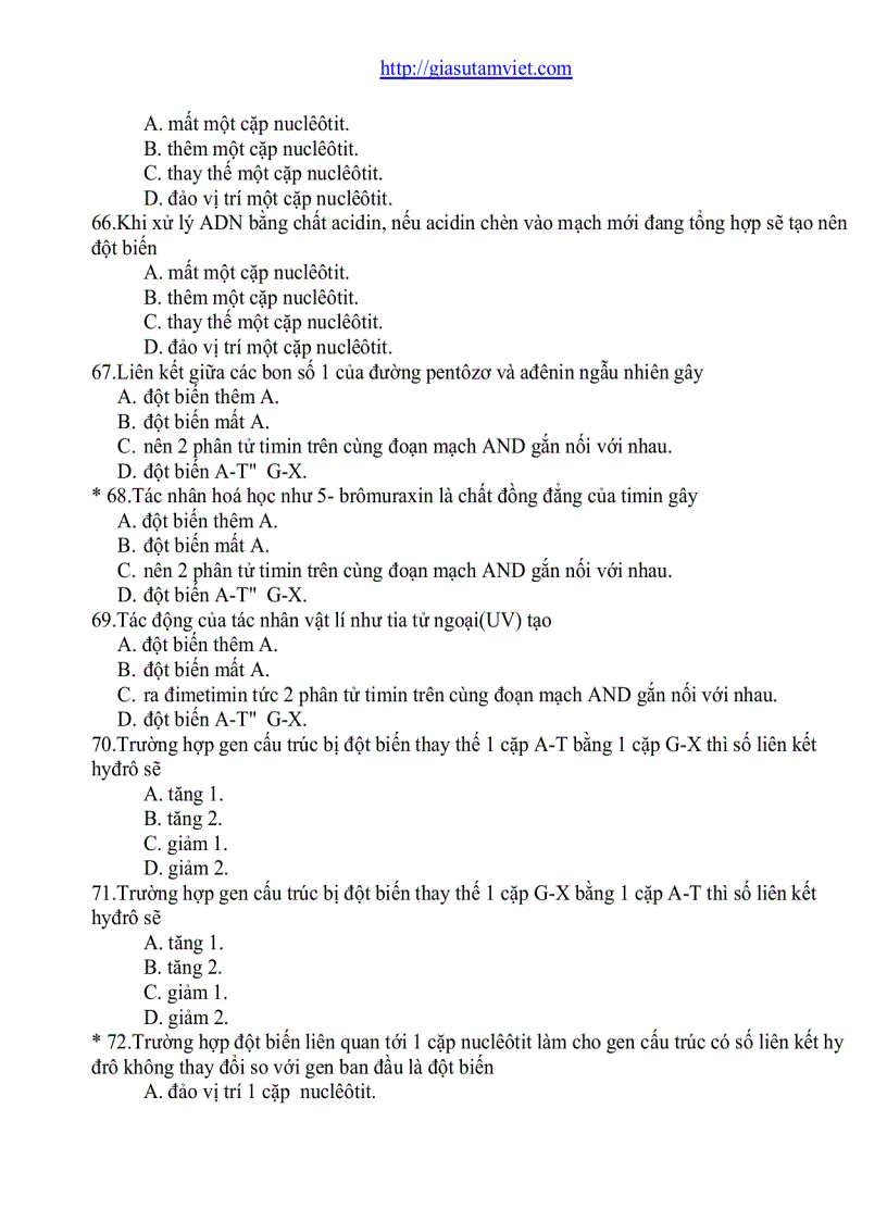 image for page Câu hỏi trắc nghiệm Sinh Học 12 phân ban 682 câu