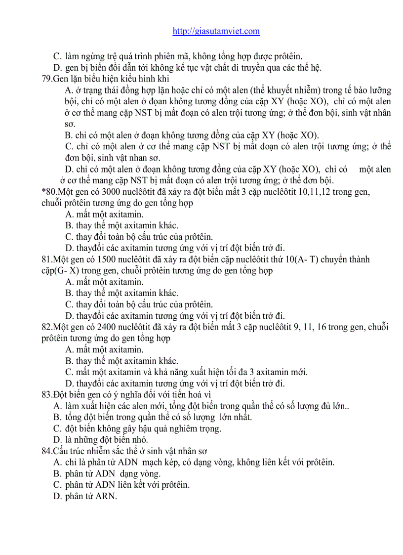 image for page Câu hỏi trắc nghiệm Sinh Học 12 phân ban 682 câu