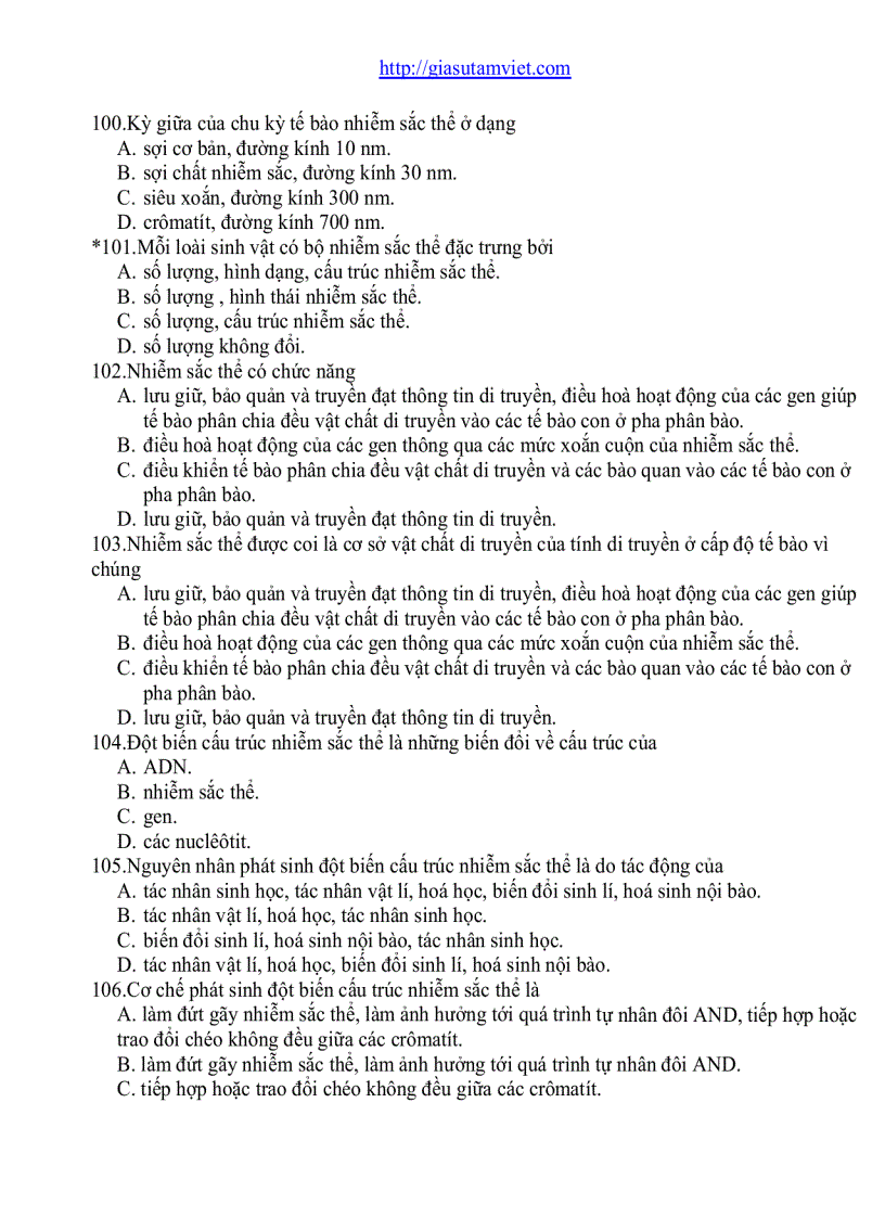 image for page Câu hỏi trắc nghiệm Sinh Học 12 phân ban 682 câu