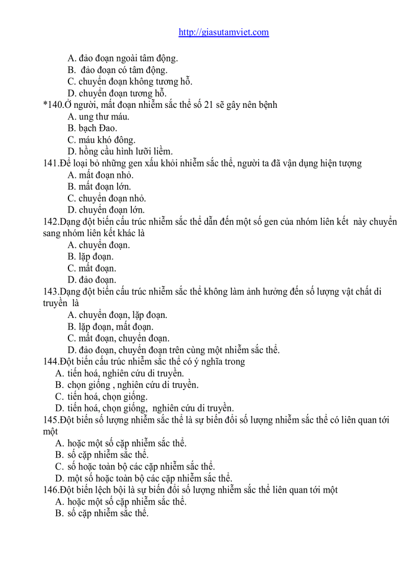 image for page Câu hỏi trắc nghiệm Sinh Học 12 phân ban 682 câu