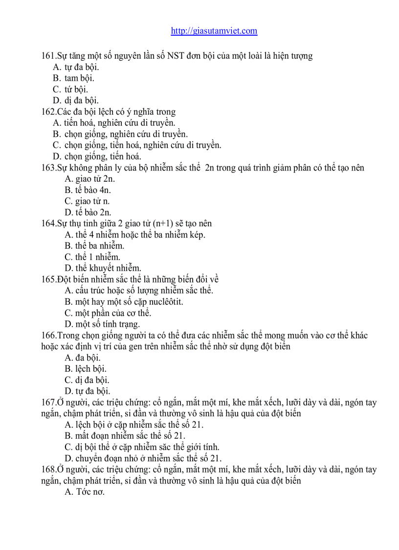 image for page Câu hỏi trắc nghiệm Sinh Học 12 phân ban 682 câu