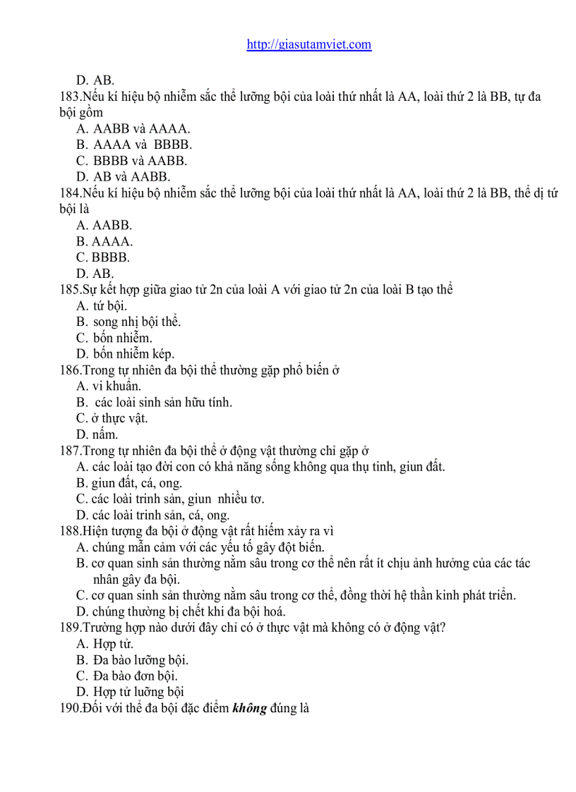 image for page Câu hỏi trắc nghiệm Sinh Học 12 phân ban 682 câu