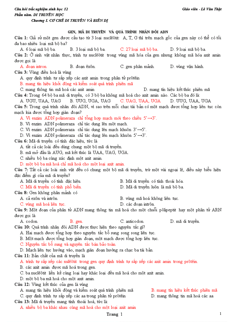 image for page Cau hoi trac nghiem sinh hoc 12