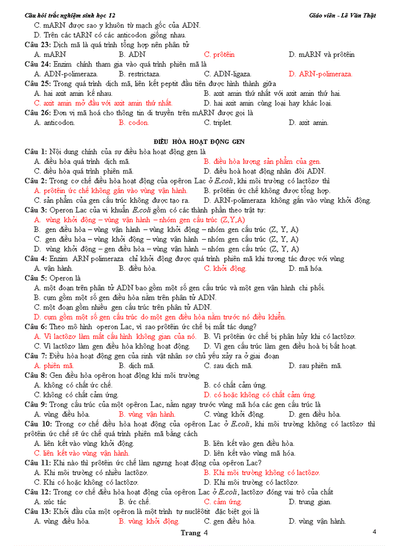 image for page Cau hoi trac nghiem sinh hoc 12