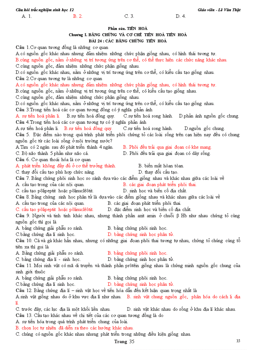 image for page Cau hoi trac nghiem sinh hoc 12