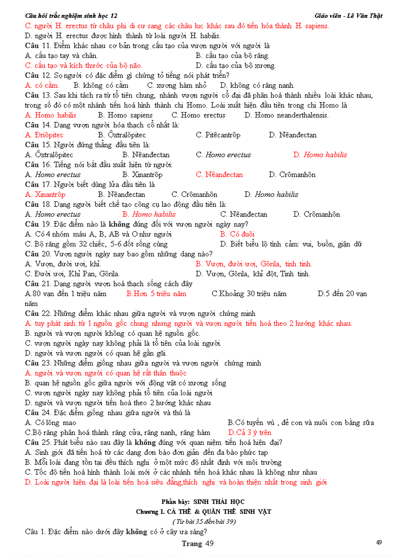 image for page Cau hoi trac nghiem sinh hoc 12