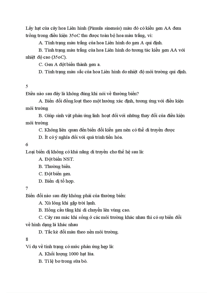 image for page Câu hỏi Trắc nghiệm theo từng bài trong SGK lớp 12 Phần Cơ sở Di truyền học