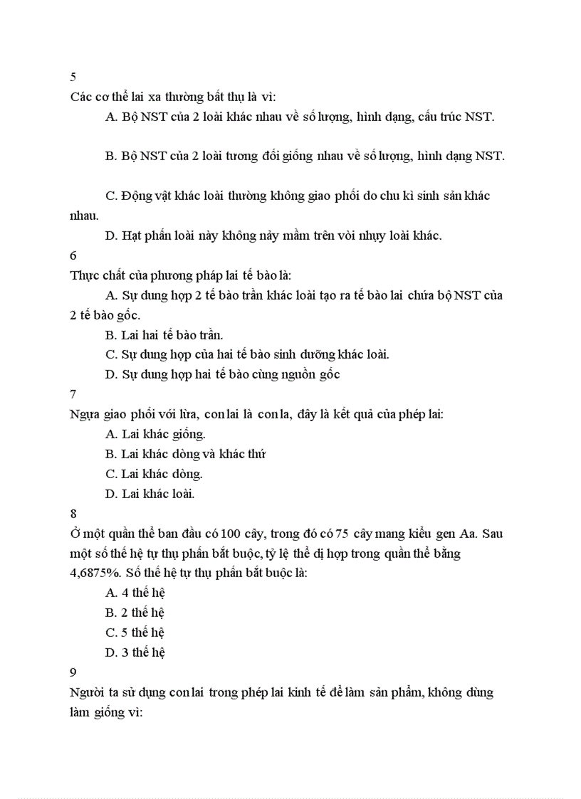 image for page Câu hỏi Trắc nghiệm theo từng bài trong SGK lớp 12 Phần Cơ sở Di truyền học