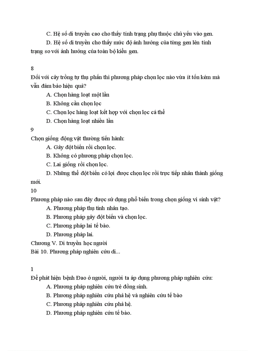 image for page Câu hỏi Trắc nghiệm theo từng bài trong SGK lớp 12 Phần Cơ sở Di truyền học