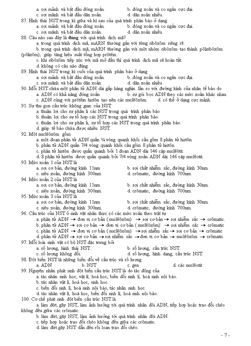 image for page Cau hoi trac nghiem sinh 12 theo chuong