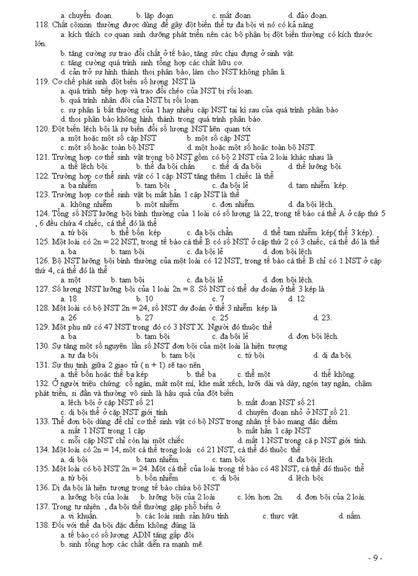 image for page Cau hoi trac nghiem sinh 12 theo chuong