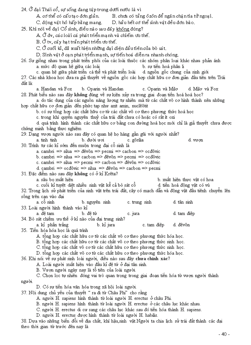 image for page Cau hoi trac nghiem sinh 12 theo chuong