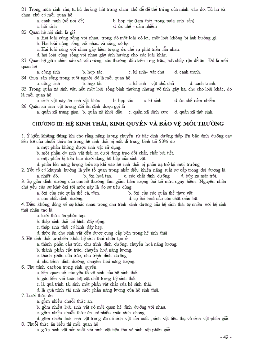 image for page Cau hoi trac nghiem sinh 12 theo chuong