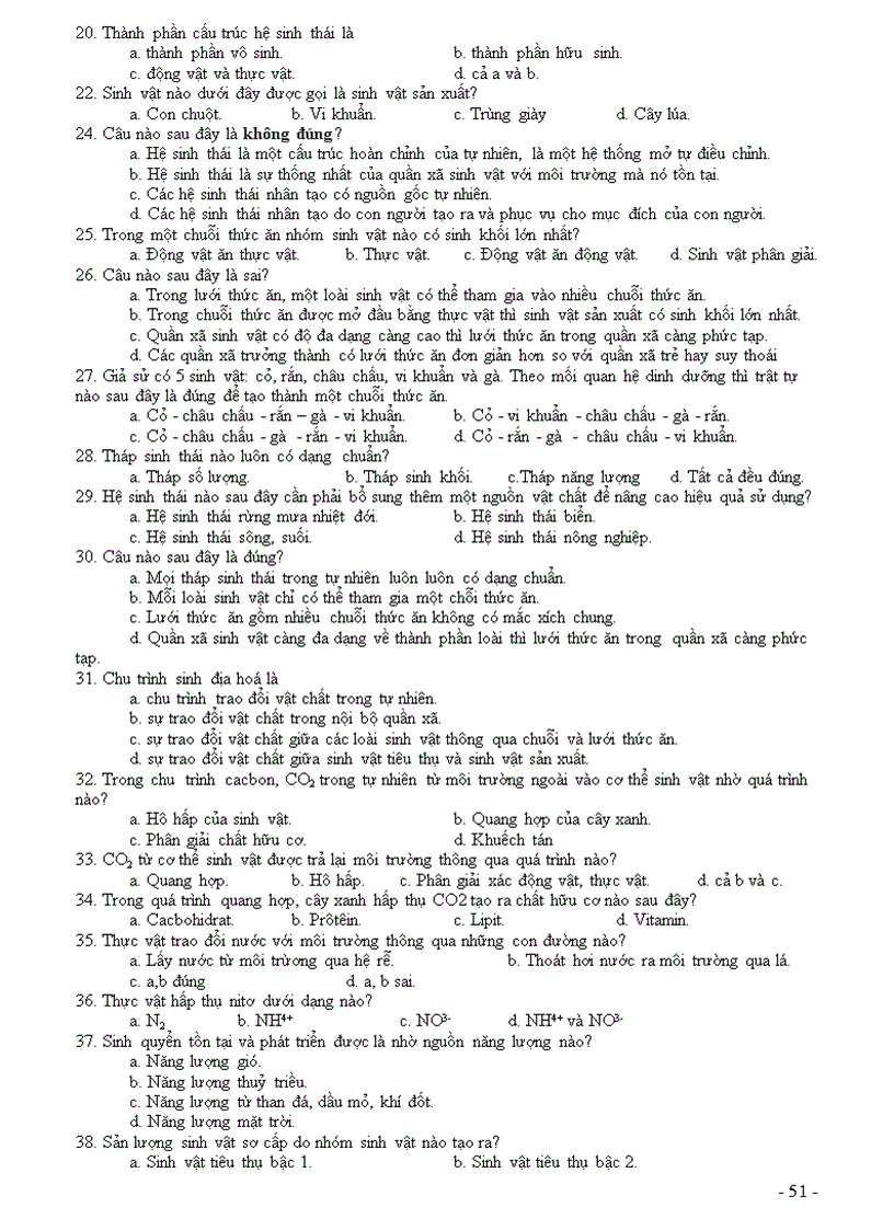 image for page Cau hoi trac nghiem sinh 12 theo chuong