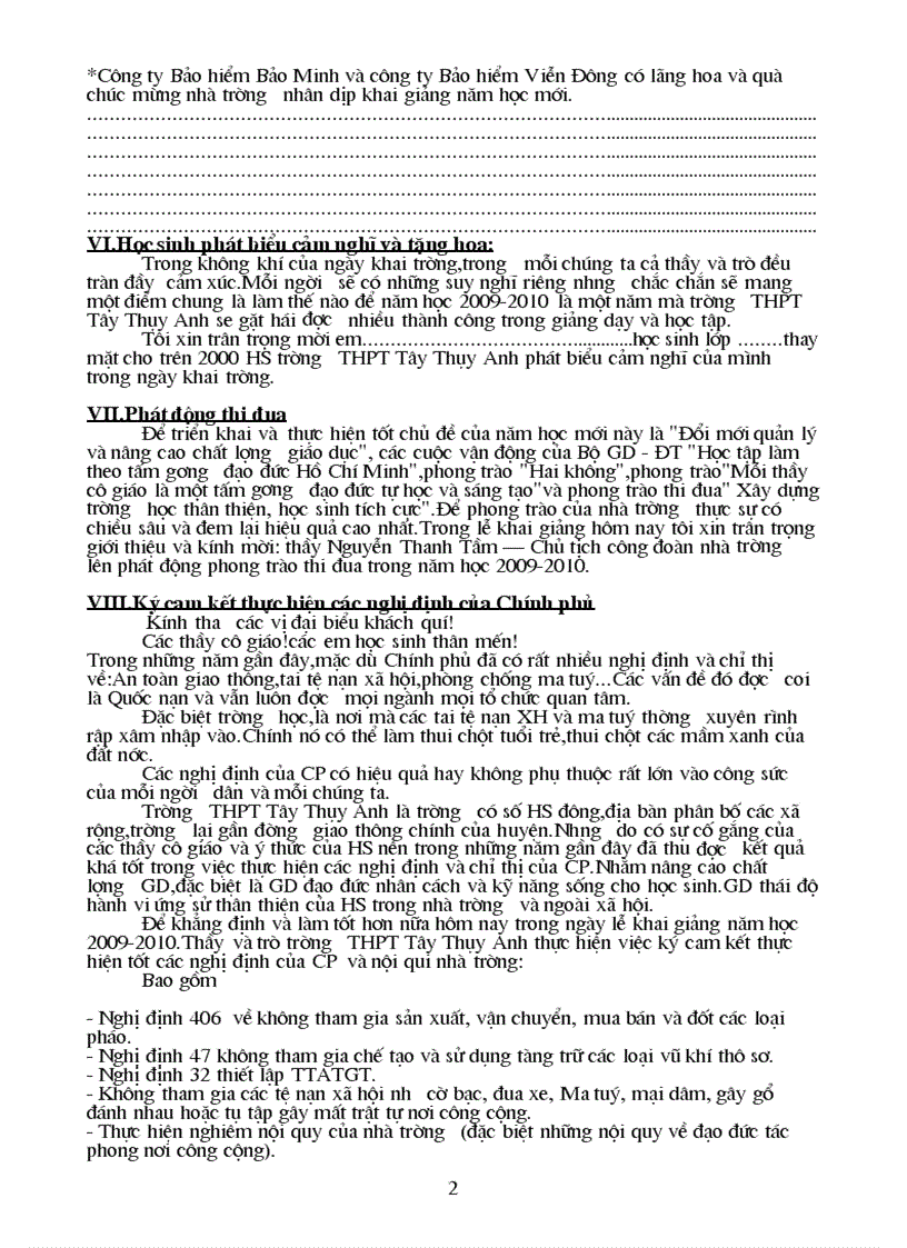 image for page Chương trình khai giảng năm học 2009 2010