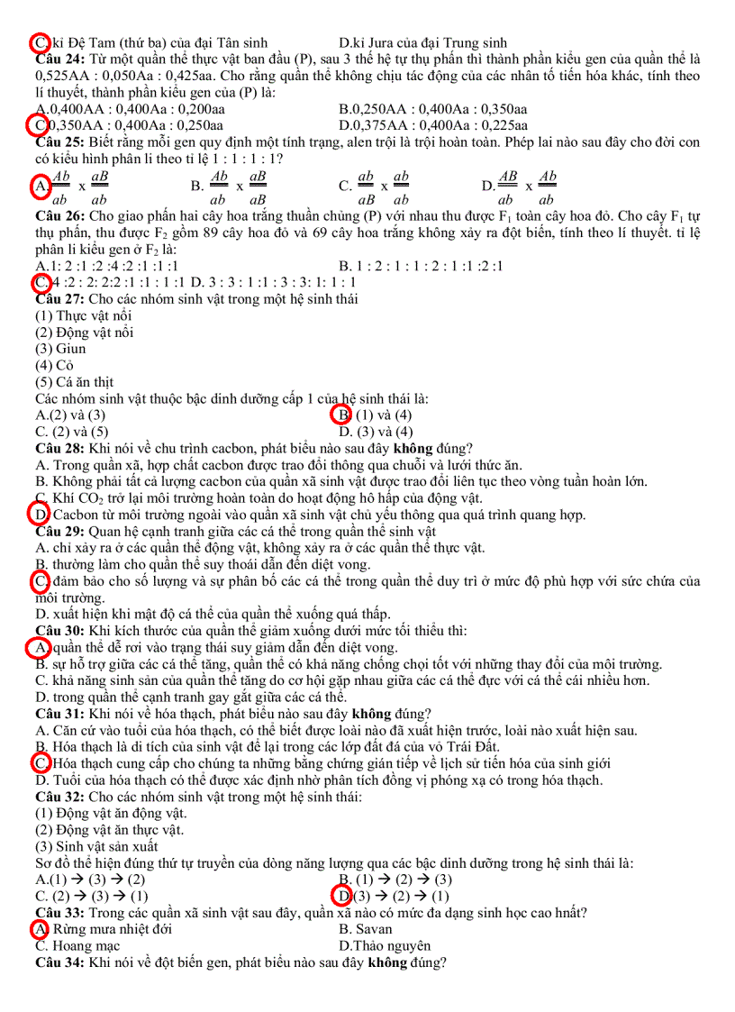 image for page Đề thi đáp án môn sinh đh khối b năm 2011