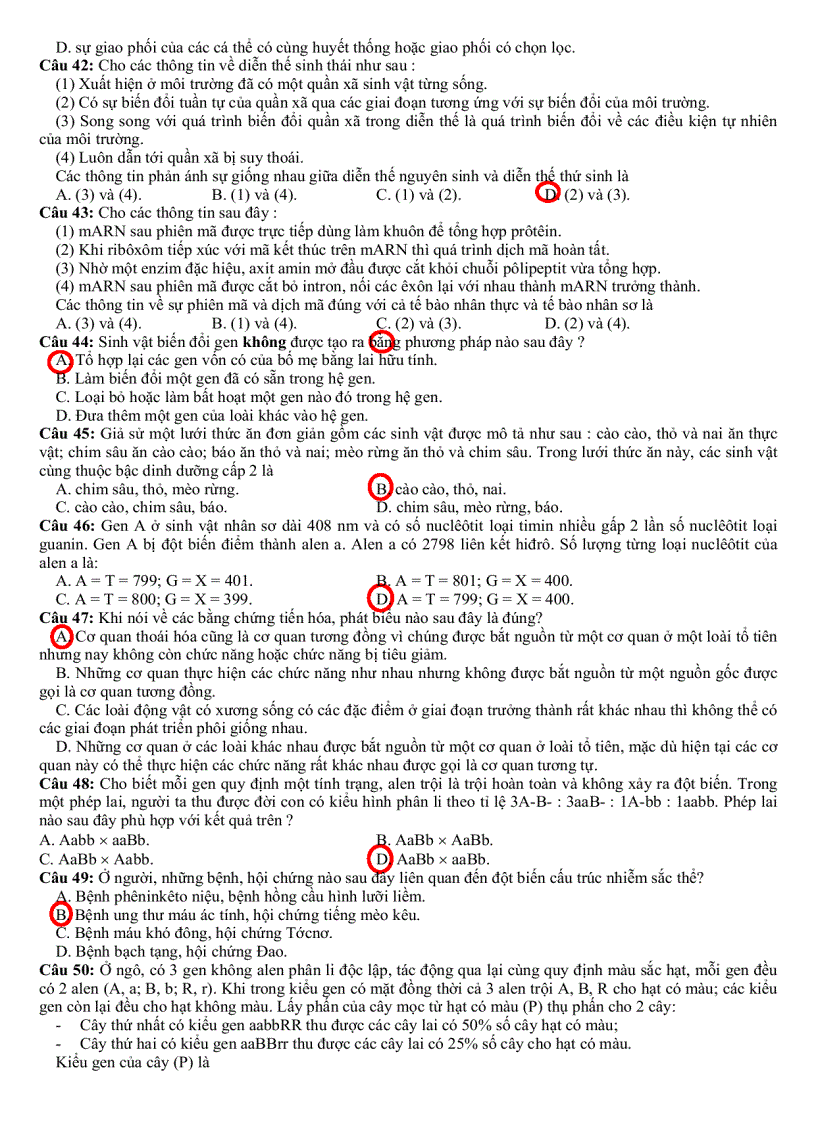 image for page Đề thi đáp án môn sinh đh khối b năm 2011