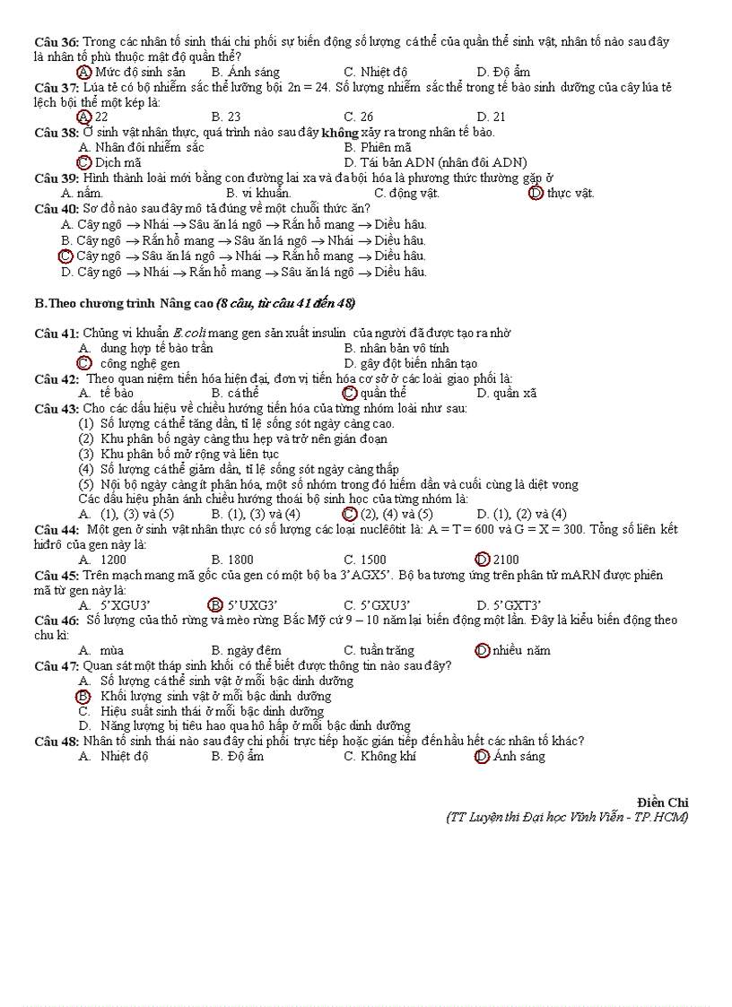 image for page Đề thi đáp án tn môn sinh 2010 2011