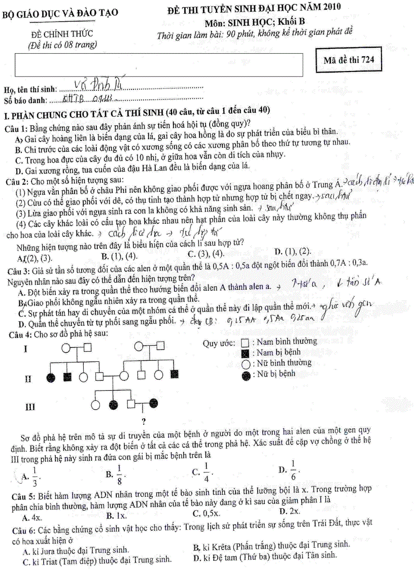 Đề thi đh 2010 sinh 724