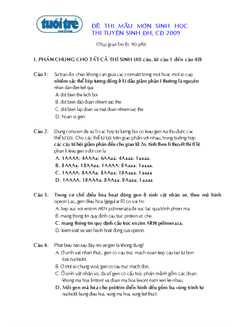 image for page De thi mau DH 2009 bao tuoi tre TK cuc khao thi cua BO len xem rất hay