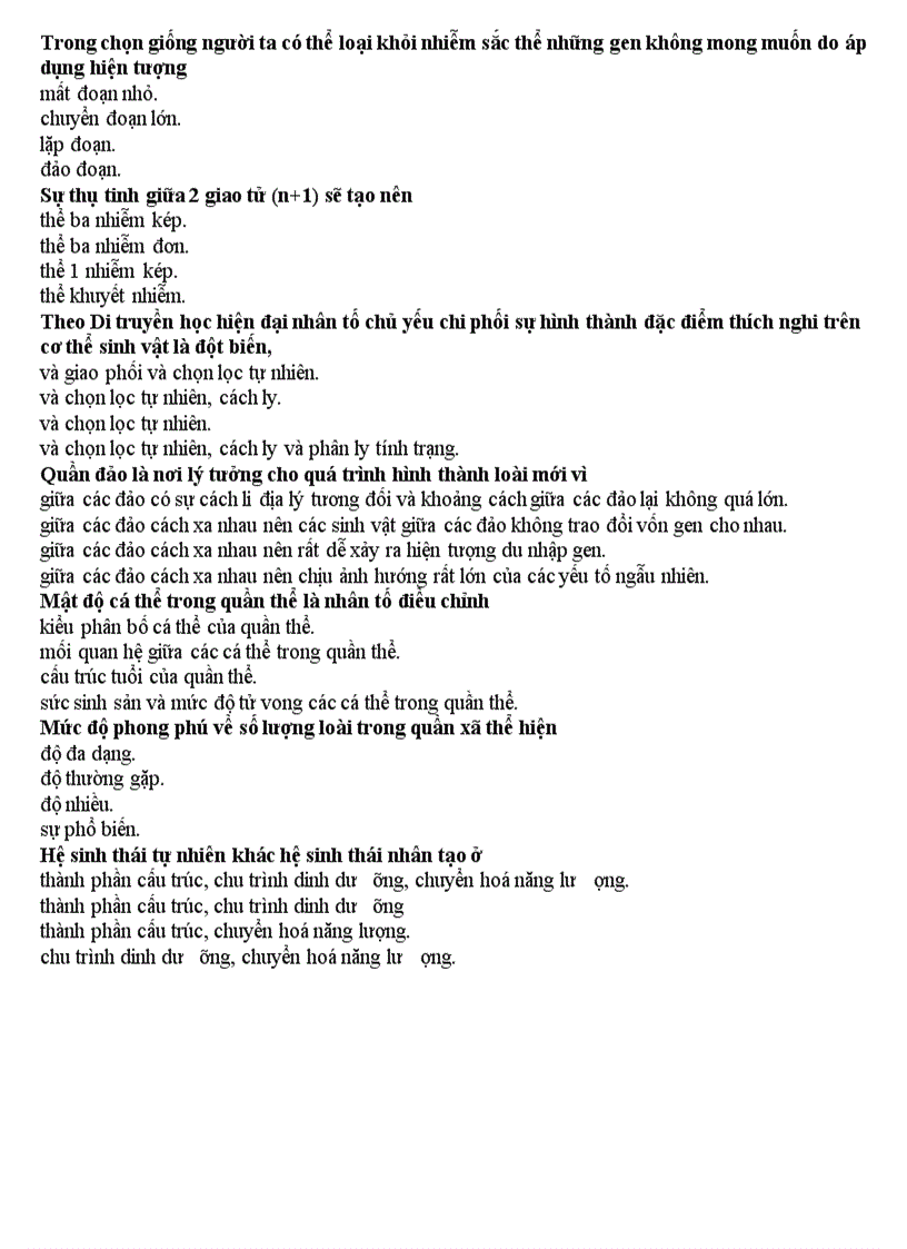 image for page Đề thi thử Tốt nghiệp Sinh 2009