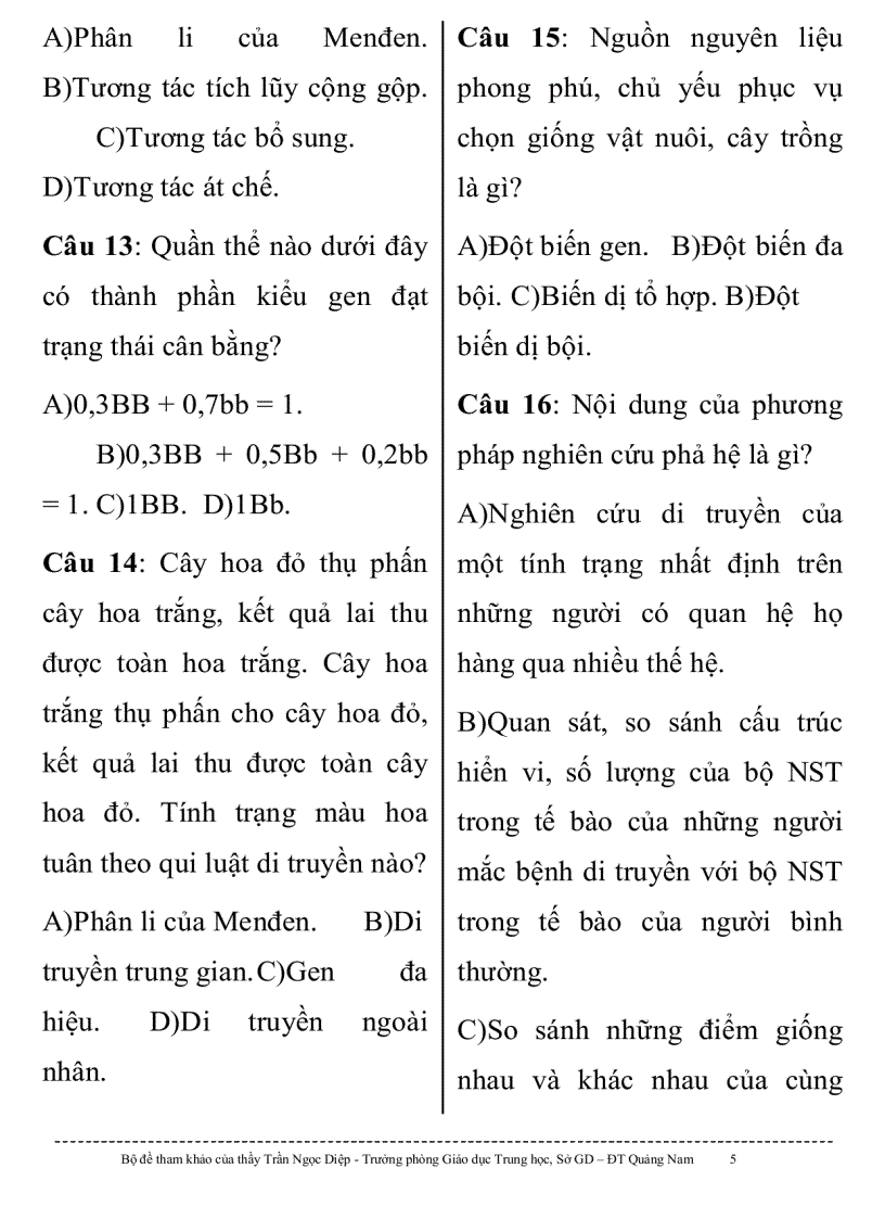 image for page Đề thi tnthpt tham khảo môn sinh đề 1
