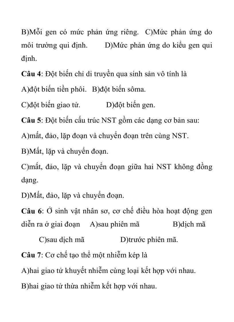 image for page Đề thi tnthpt tham khảo môn sinh đề 10