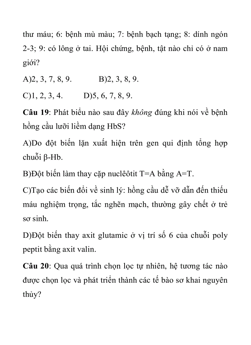 image for page Đề thi tnthpt tham khảo môn sinh đề 10