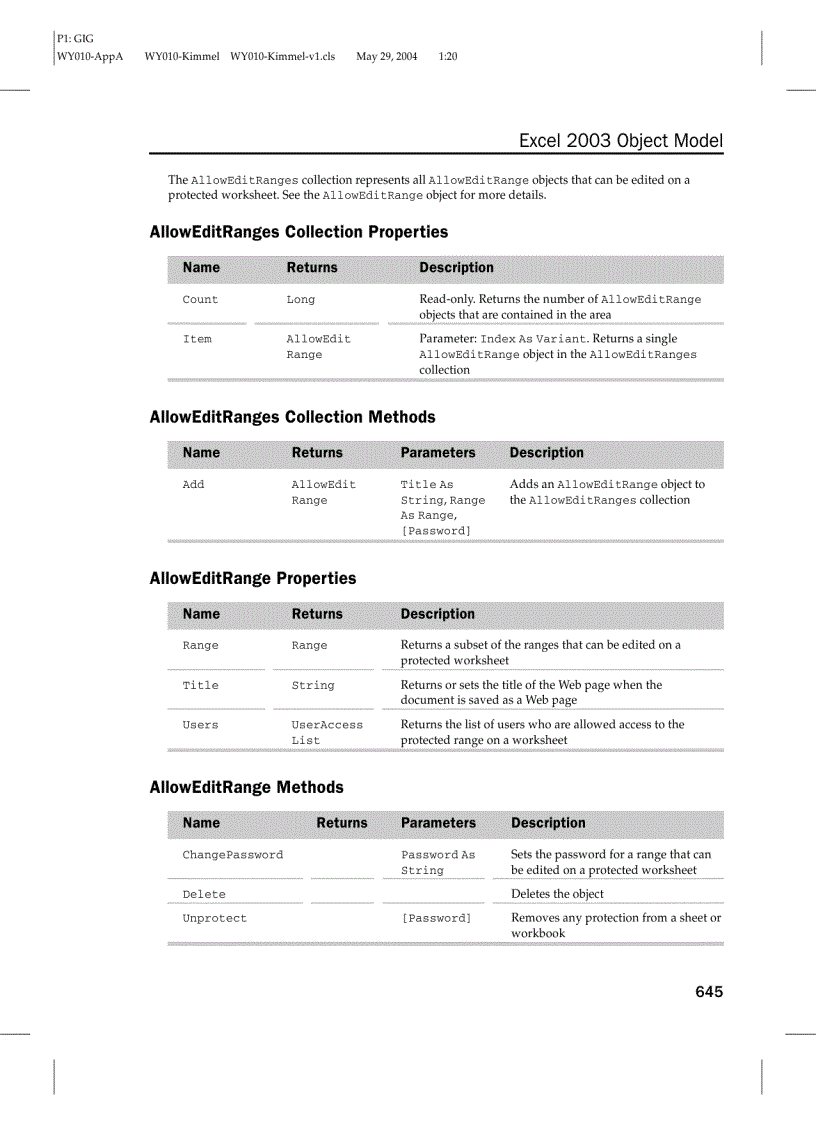 Excel 2003 Object