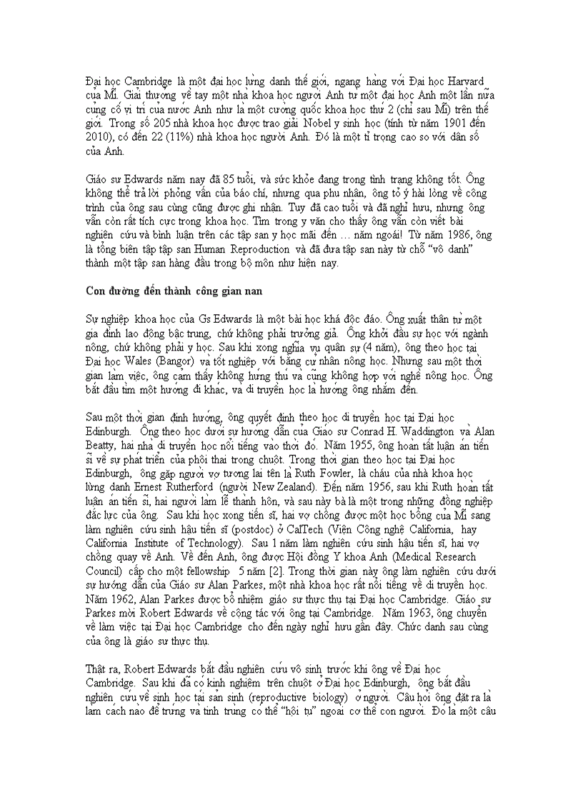 image for page Giải Nobel y sinh học 2010 mang lại niềm vui cho