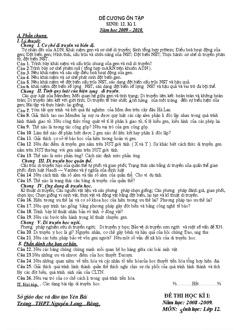 image for page Giáo án 12 on thi kỳ I