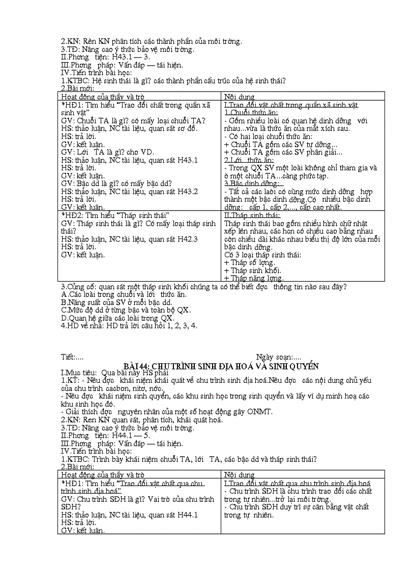 image for page Giáo án sinh học 12 cơ bản từ bài 33 đến hết