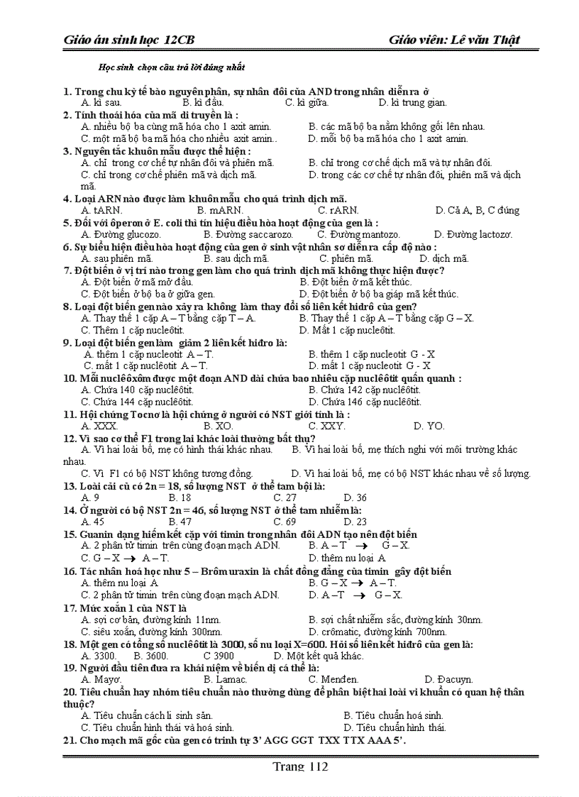 image for page Giao an sinh hoc 12 năm 2009 2010