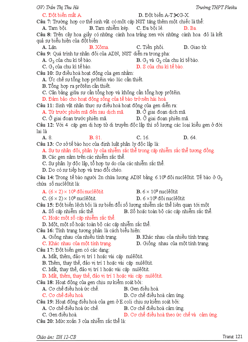 image for page Giáo án Sinh 12 CB 1